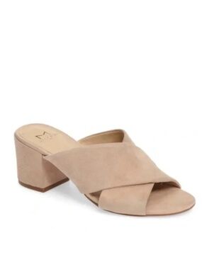 Marc Fisher Rinna Crisscross Slides in Blush Suede Size 7